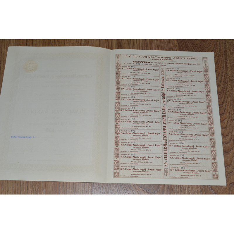 Акція. BEWIJS VAN AANDEEL. 1916 рік №896 (88)