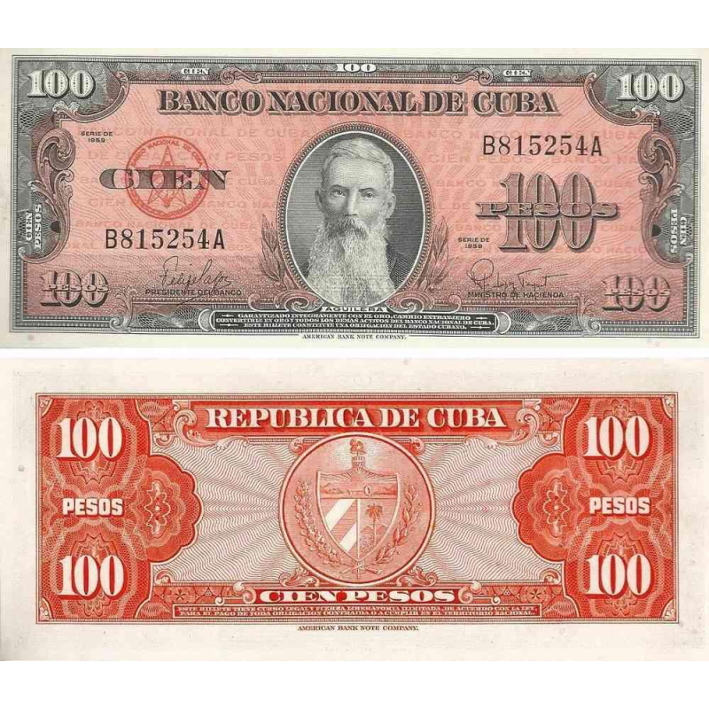 Куба / Cuba 100 pesos 1959 Pick 93a UNC Куба / Cuba 100 pesos 1959 Pick 93a UNC