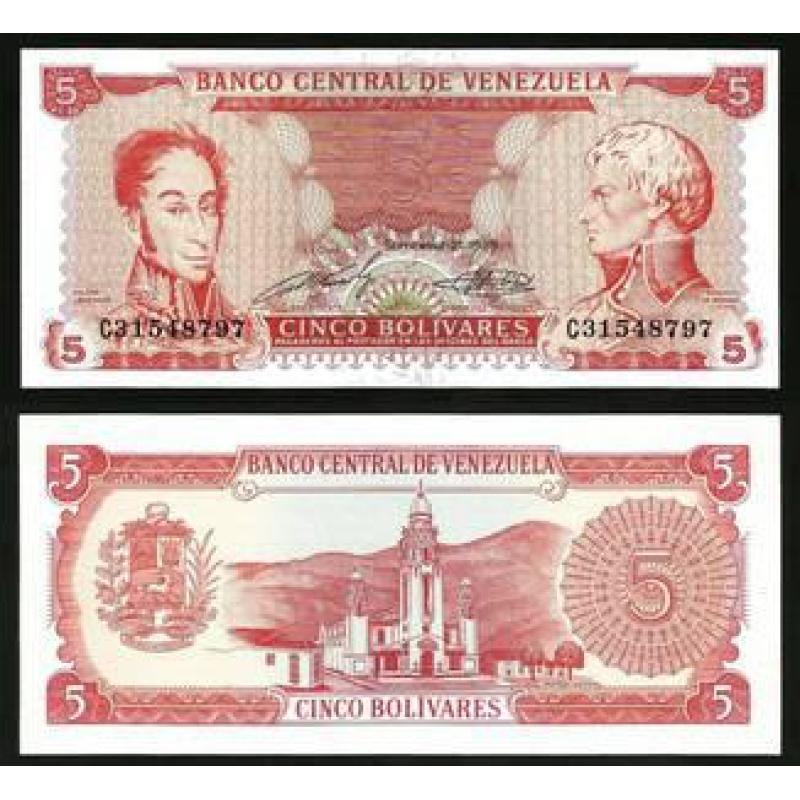 Venezuela Венесуела - 5 Bolivares 21.09. 1989 UNC Pick 70a Venezuela Венесуела - 5 Bolivares 21.09. 1989 UNC Pick 70a