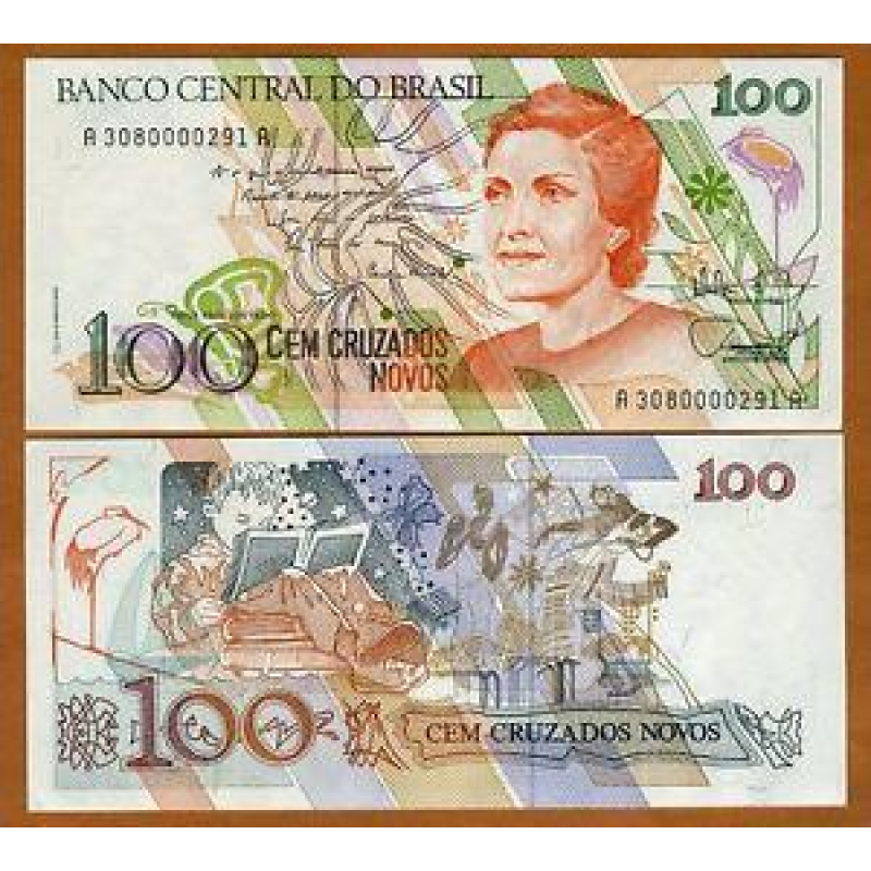 Бразилія / Brasil 100 Cruzados Novos Pick 220a 1989 UNC Бразилія / Brasil 100 Cruzados Novos Pick 220a 1989 UNC