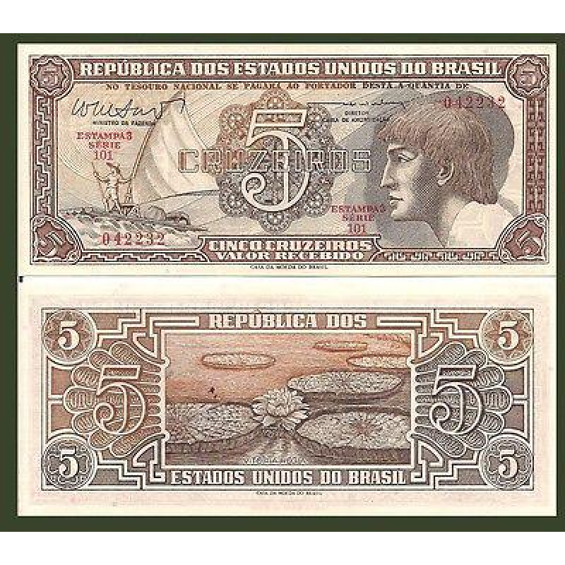 Бразилія/Brazil 5 Cruzeiros (1961-62) Pick166a UNC Бразилія/Brazil 5 Cruzeiros (1961-62) Pick166a UNC