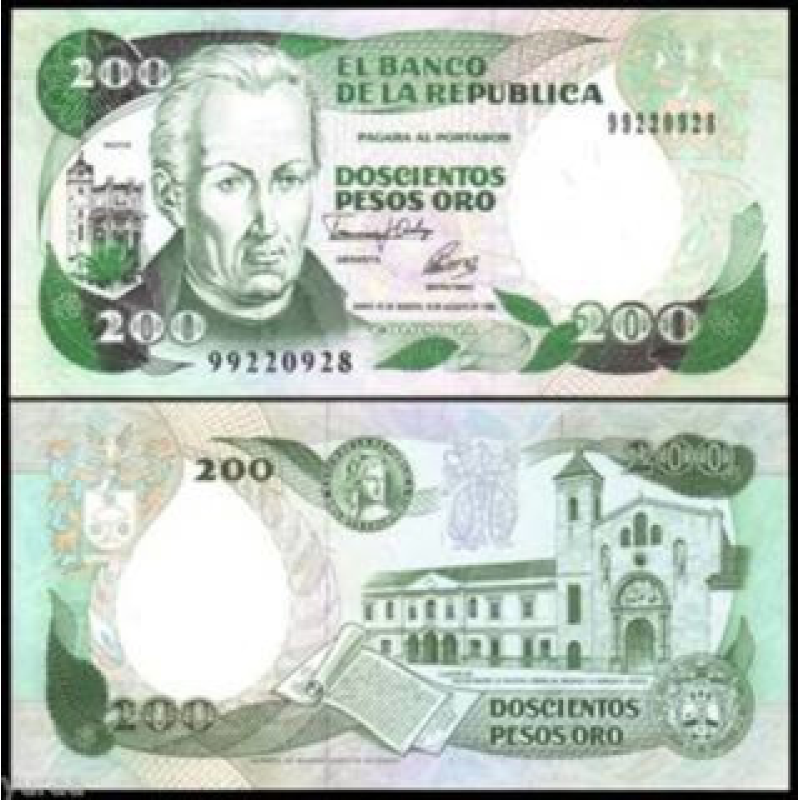 Колумбія / Colombia 200 pesos 1992 Pick 429A UNC Колумбія / Colombia 200 pesos 1992 Pick 429A UNC