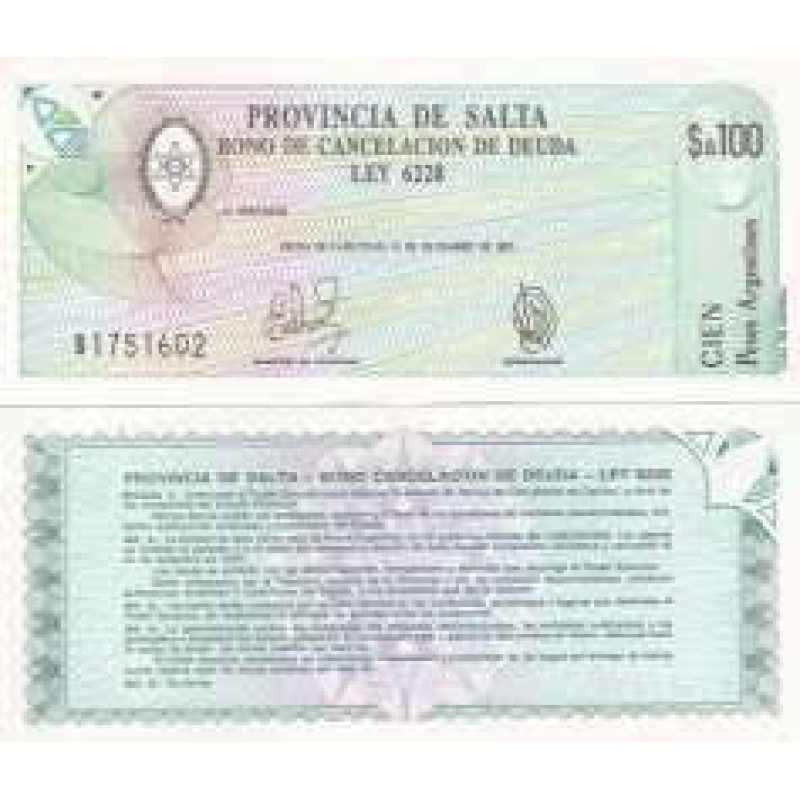 Argentina Аргентина Salta - 100 Pesos 1987 UNC Argentina Аргентина Salta - 100 Pesos 1987 UNC