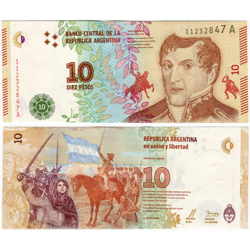 Аргентина / Argentina 10 Pesos (2016) UNC
