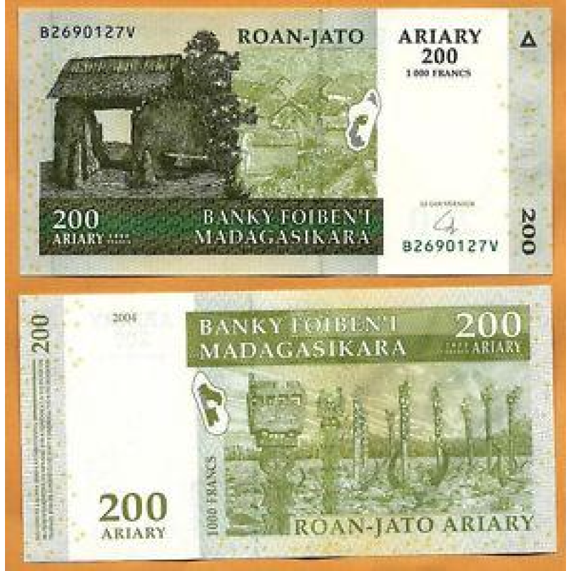 Мадагаскар / Madagascar 200 Ariary 2004 Pick 87 UNC Мадагаскар / Madagascar 200 Ariary 2004 Pick 87 UNC
