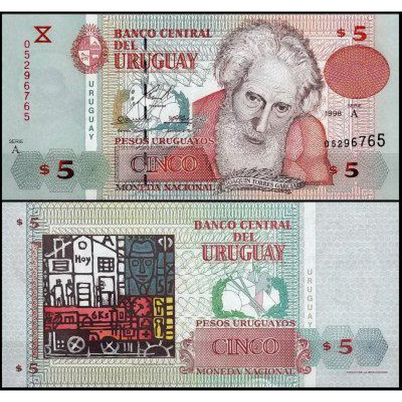 Uruguay Уругвай - 5 Pesos 1998 UNC serie A