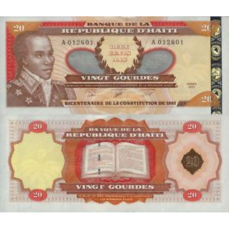 Гаїті Haiti - 20 Gourdes 2001 UNC P. 271Aa ювілейна Гаїті Haiti - 20 Gourdes 2001 UNC P. 271Aa ювілейна