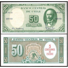 Chile Чилі - 5 Centimos Escudo de on 50 Pesos 1960 - 1961 UNC