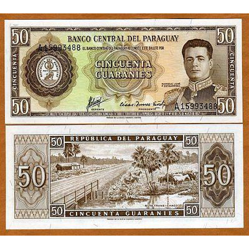 Парагвай/Paraguay 50 Pesos 1952 Pick 197a UNC