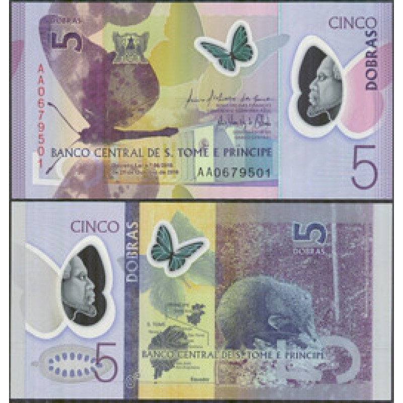 S. Tome e Principe Сан-Томе і Прінсіпі - 5 Dobras 2016 2018 polymer UNC