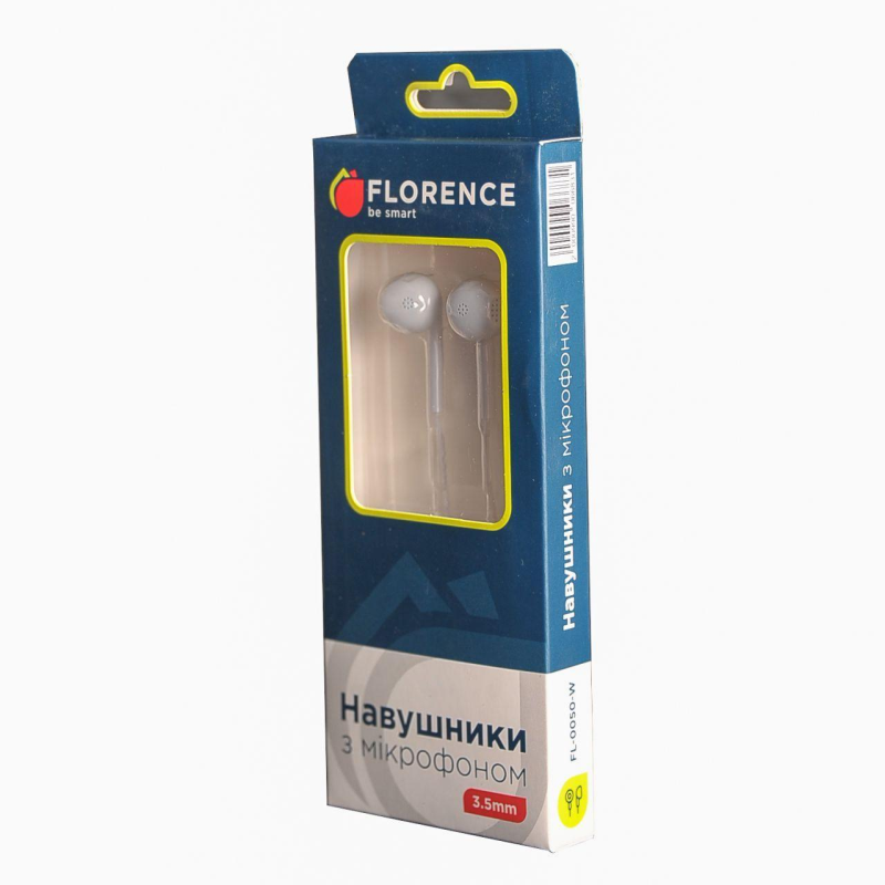 Навушники Florence FL-0050-W White з мікрофоном Навушники Florence FL-0050-W White з мікрофоном