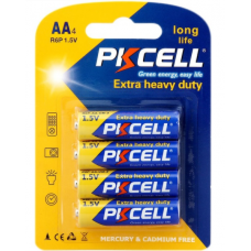 Сольова Батарейка PKCELL 1.5 V AA/R6, 4 штуки у блістері ціна за блістер Сольова Батарейка PKCELL 1.5 V AA/R6, 4 штуки у блістері ціна за блістер