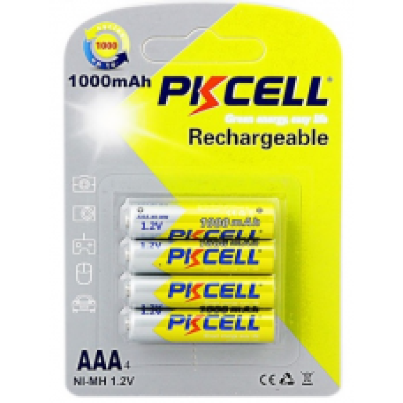 Акумулятор PKCELL 1.2 V AAA 1000mAh NiMH Rechargeable Battery, 4 штуки у блістері ціна за блістер Акумулятор PKCELL 1.2 V AAA 1000mAh NiMH Rechargeable Battery, 4 штуки у блістері ціна за блістер