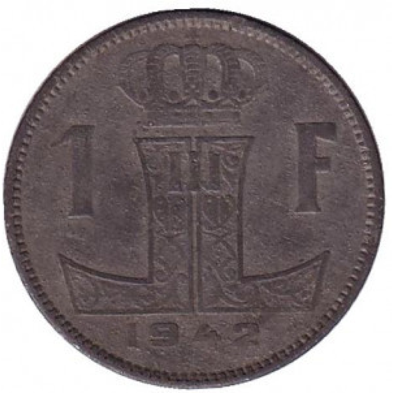 1 франк. 1942,43,45 рік, Бельгія. (Belgique-Belgie)