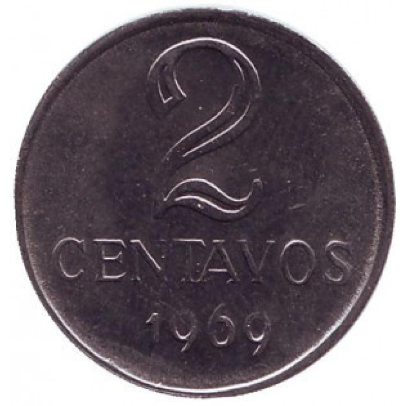 Монета 2 сентаво. 1969 рік, Бразилія. (БС) Монета 2 сентаво. 1969 рік, Бразилія. (БС)