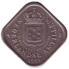 Монета 5 центів, 1971-85 рік, Нідерландські Антильські острови.