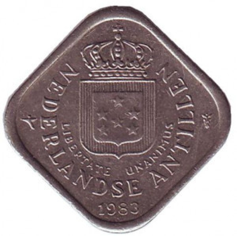 Монета 5 центів, 1971-85 рік, Нідерландські Антильські острови. Монета 5 центів, 1971-85 рік, Нідерландські Антильські острови.