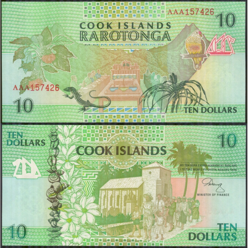 О-ви Кука / Cook Isl. 10 Dollars (1992) Pick 8 UNC О-ви Кука / Cook Isl. 10 Dollars (1992) Pick 8 UNC