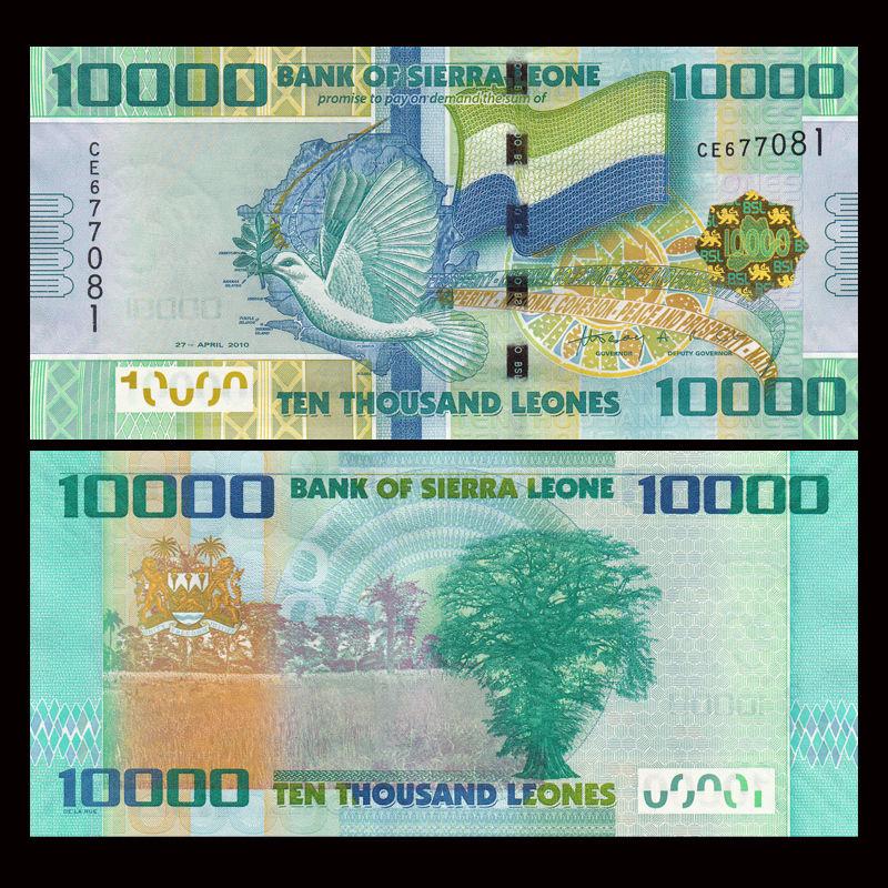 Сьєрра Леоне 10000 leones 2010 Pick 33 UNC Сьєрра Леоне 10000 leones 2010 Pick 33 UNC
