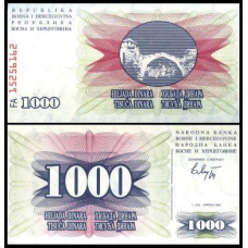 Боснія /BosniaandHerz 1000 Dinara 1992 UNC