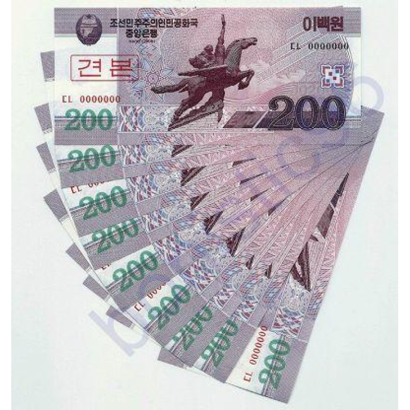 Північна Корея / North Korea 200 Won 2008 Pick 62S UNC Specimen Північна Корея / North Korea 200 Won 2008 Pick 62S UNC Specimen