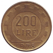 Монета 200 лір. 1978,79,80,81 рік, Італія. (АМ)