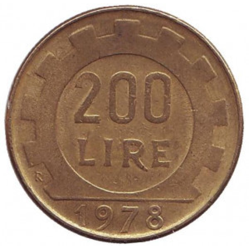 Монета 200 лір. 1978,79,80,81 рік, Італія. (АМ) Монета 200 лір. 1978,79,80,81 рік, Італія. (АМ)