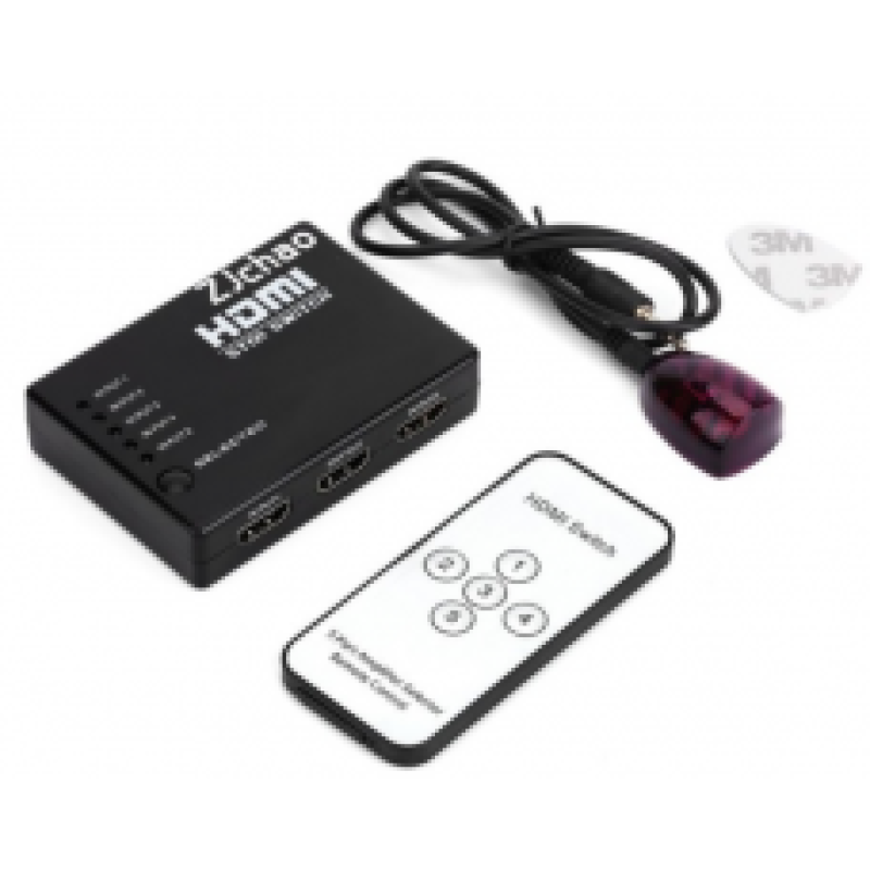 Пасивний HDMI свіч з пультом ДУ IR, 1080Р, 1,4 версія, 1=>5 портів, Blister Пасивний HDMI свіч з пультом ДУ IR, 1080Р, 1,4 версія, 1=>5 портів, Blister