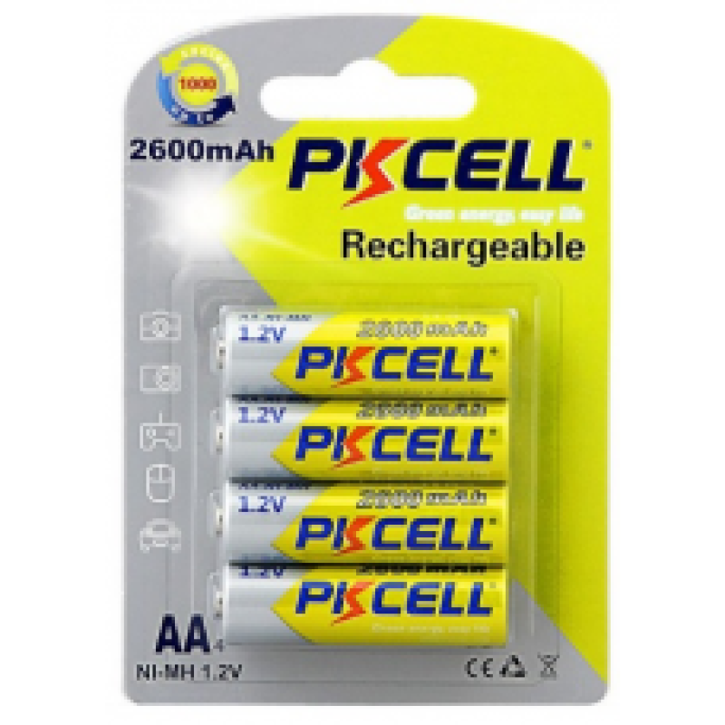 Акумулятор PKCELL 1.2 V AA 2600mAh NiMH Rechargeable Battery, 4 штуки у блістері ціна за блістер, Q12