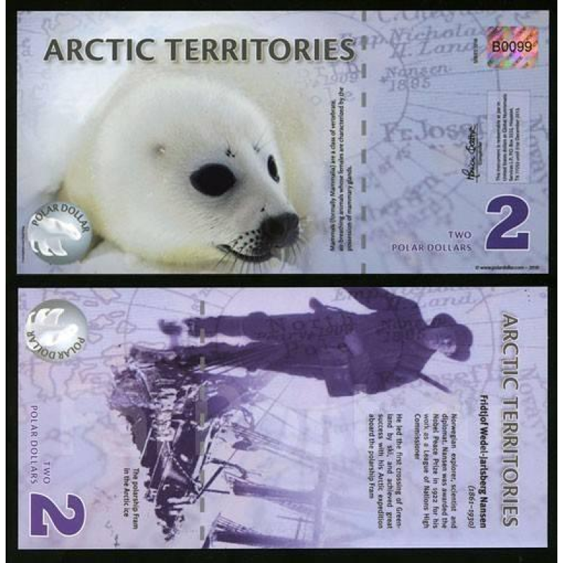 Арктика / Arctic territories 2 dollars 2010 UNC Арктика / Arctic territories 2 dollars 2010 UNC