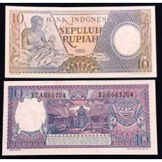 ІНДОНЕЗІЯ 89 INDONESIA 10 RUPIAH 1963 Unc