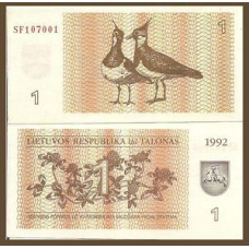 Литва/Lithuania 1 Talonas 1992 Pick 39 UNC
