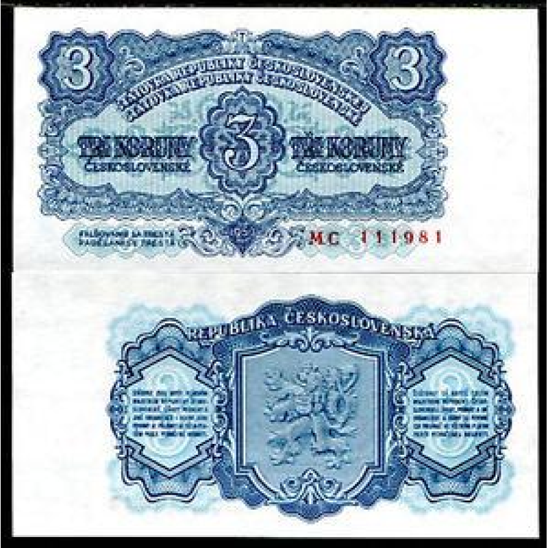 Чехословаччина/Czehoslovakia 3 Korun 1953 P79b UNC Чехословаччина/Czehoslovakia 3 Korun 1953 P79b UNC