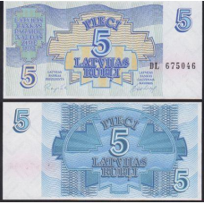 Латвія/Latvia 5 Rublis 1992 Pick 37 UNC