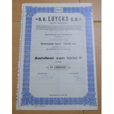 Акція.n.v. LUYCKS s.a. Бельгія. 1944 рік №000432 (1.39)