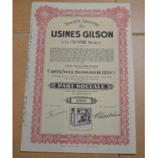 Акція. USINES GILSON. Бельгія. 1944 рік №35006 (1.52)