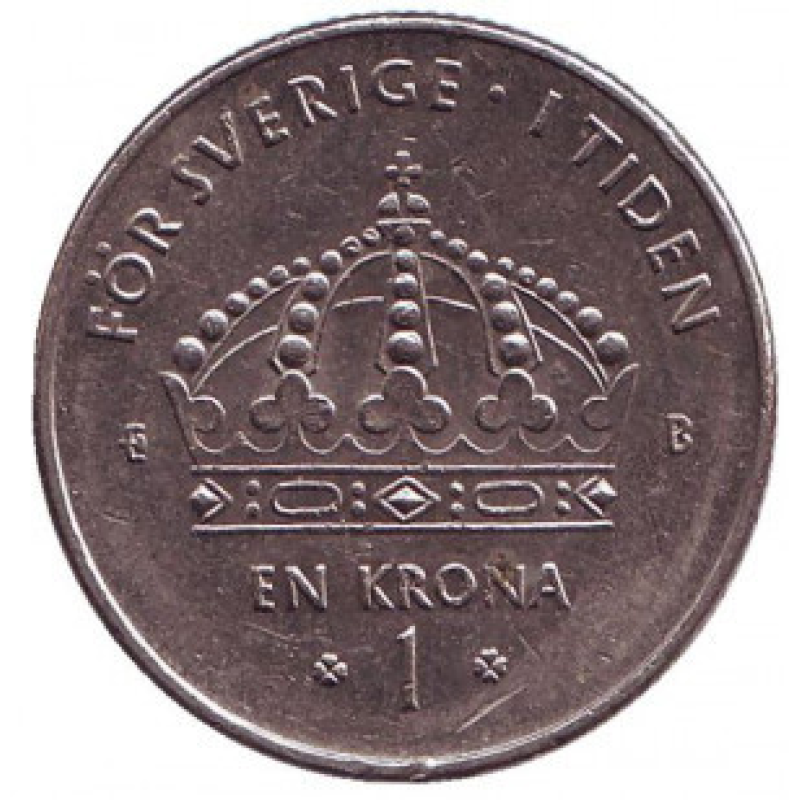 Монета 1 крона. 2001 рік, Швеція.(БВ) Монета 1 крона. 2001 рік, Швеція.(БВ)