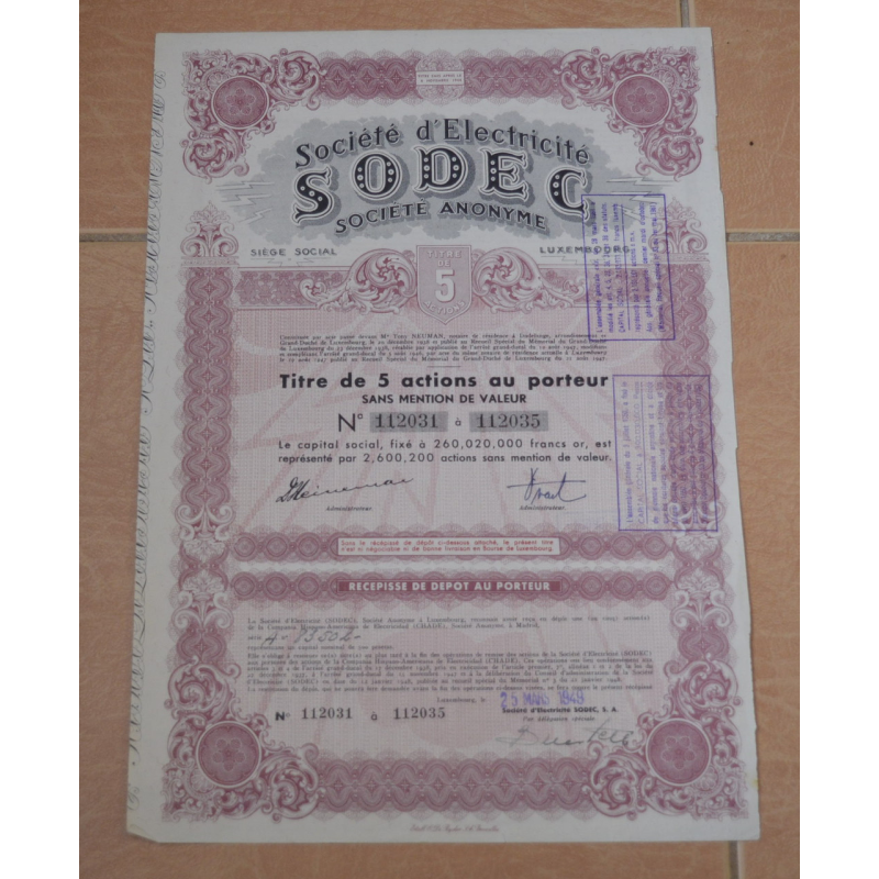 Акція. SODEC. Люксембург 1944 рік №112031 (1.70) Акція. SODEC. Люксембург 1944 рік №112031 (1.70)