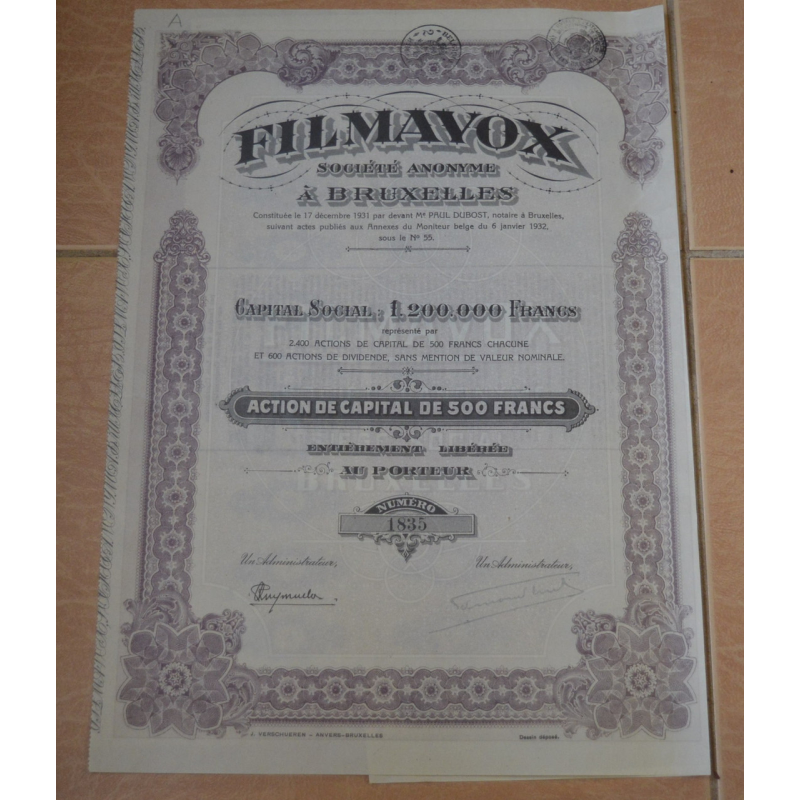 Акція. FILMAYOX. Бельгія . 1932 рік №1835 (1.84) Акція. FILMAYOX. Бельгія . 1932 рік №1835 (1.84)
