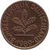 Дубове листя. Монета 10 пфенігів. 1989 рік (D), ФРН.(Г)
