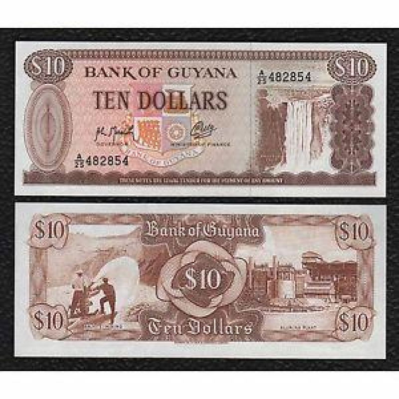 Гайана / Guyana 10 Dollars (1966-92) Pick 23f UNC Гайана / Guyana 10 Dollars (1966-92) Pick 23f UNC