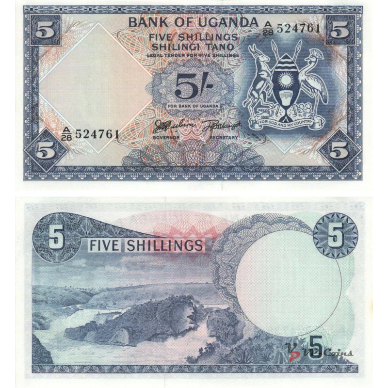 Уганда. 5 шилінгів. 1960-ті. UNC. P1a Уганда. 5 шилінгів. 1960-ті. UNC. P1a