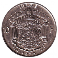 Монета 10 франків. 1973 рік, Бельгія. (Belgie)