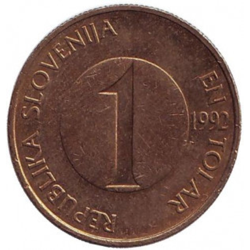 Струмкова форель. Монета 1 толар. 1992,99 рік, Словенія. (БЕ) Струмкова форель. Монета 1 толар. 1992,99 рік, Словенія. (БЕ)