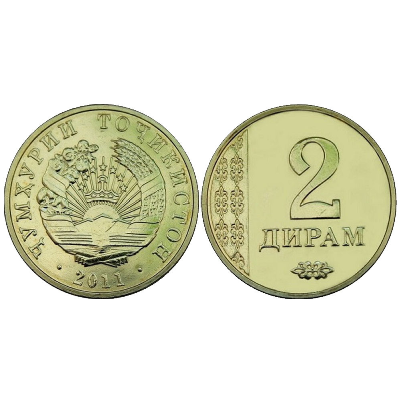 Таджикистан 2 Dirams 2011 UNC Таджикистан 2 Dirams 2011 UNC