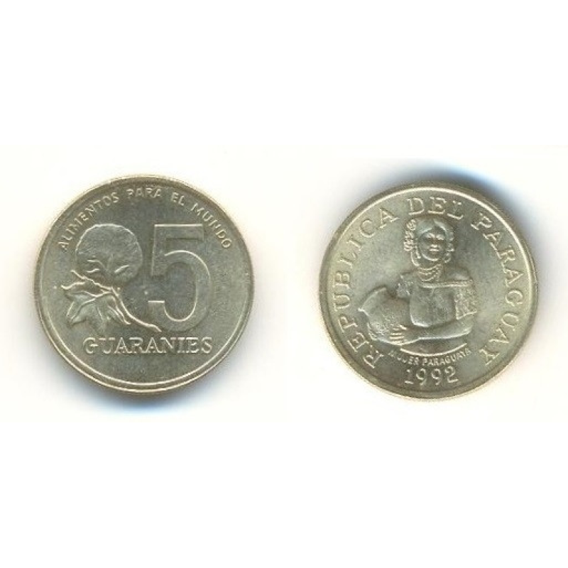 Парагвай 5 Guaranies 1992 год UNC Парагвай 5 Guaranies 1992 год UNC