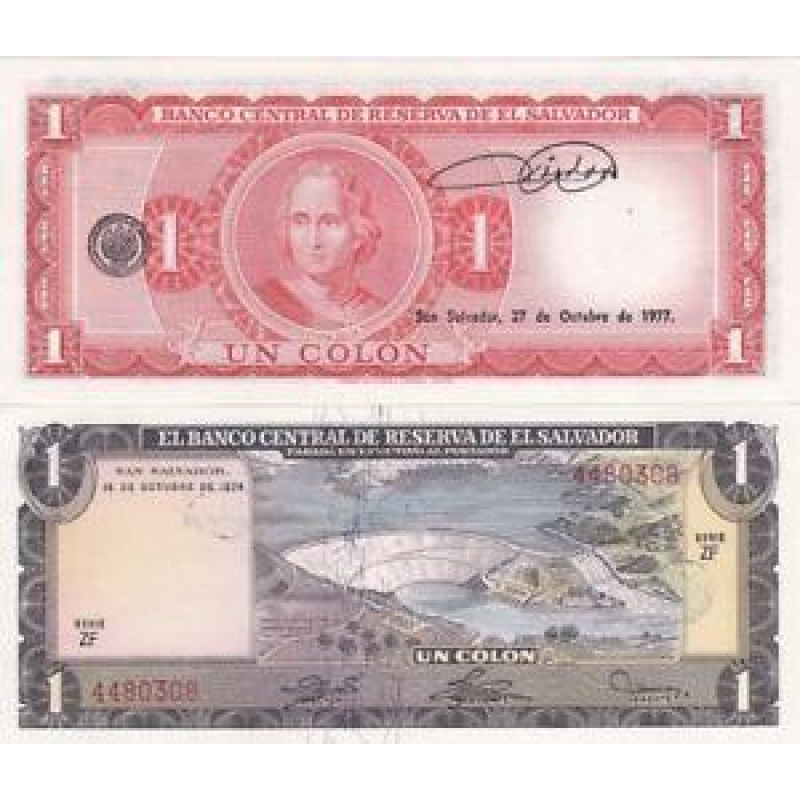 El Salvador Сальвадор - 1 Colon 1974 / 1977 Pick 120 UNC