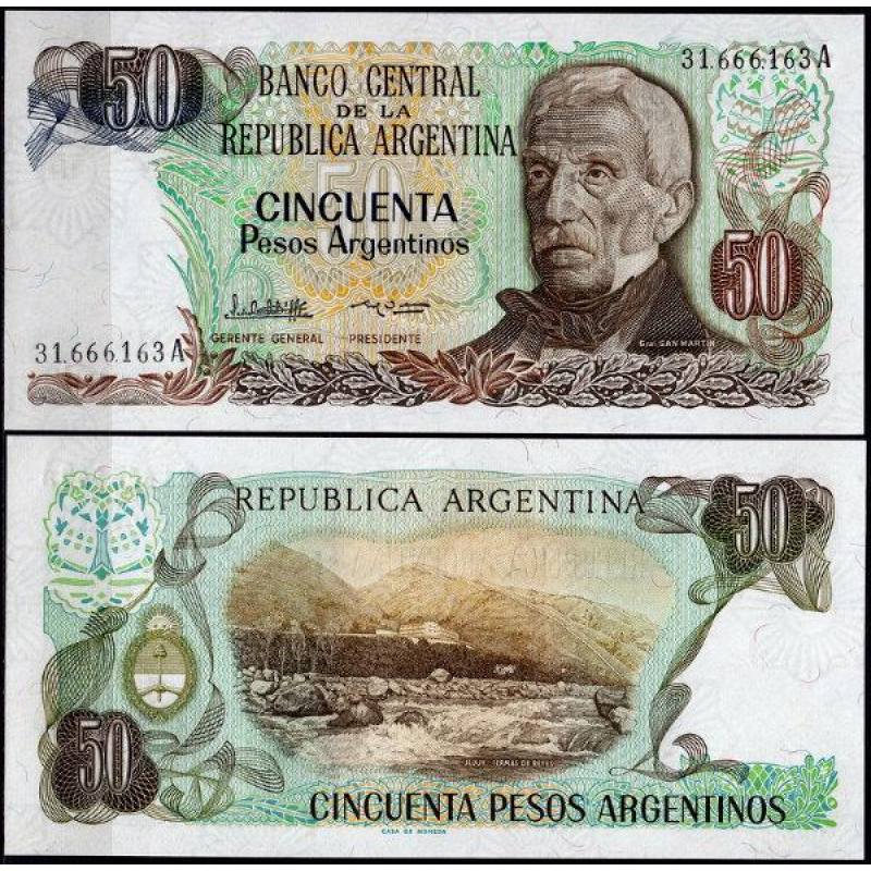 Argentina Аргентина - 50 Pesos 1983 - 1985 UNC Pick 314a Argentina Аргентина - 50 Pesos 1983 - 1985 UNC Pick 314a