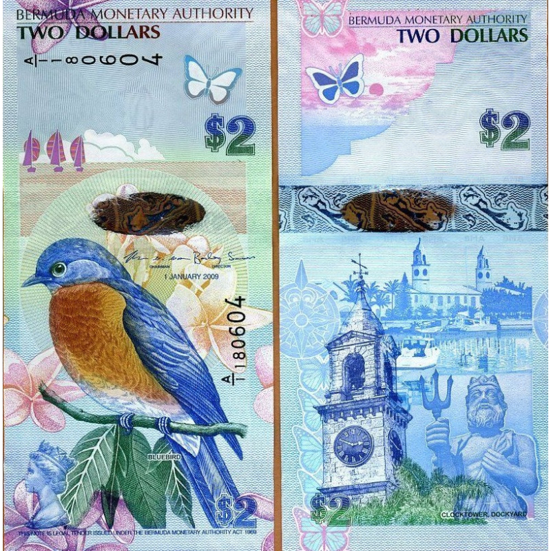 Bermuda Бермуди Бермудські Острови - 2 Dollars 2009 ( 2018 ) Prefix A/ Bermuda Бермуди Бермудські Острови - 2 Dollars 2009 ( 2018 ) Prefix A/