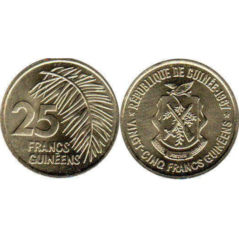 Guinea Гвінея - 25 Francs 1987 aUNC Guinea Гвінея - 25 Francs 1987 aUNC